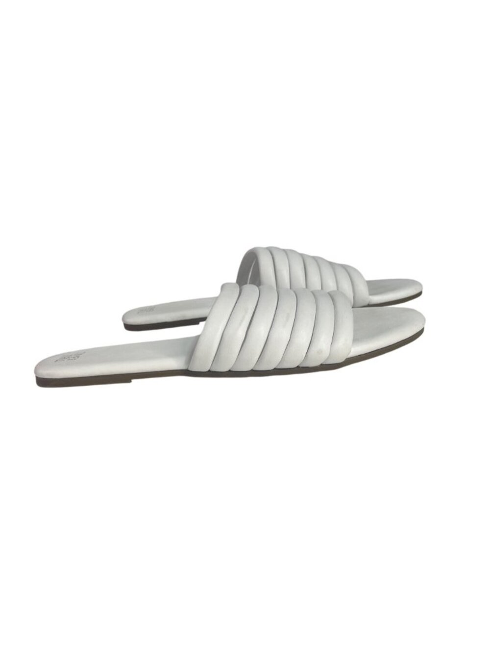 Time And Tru Slide Sandals Shoes Padded Straps Womens 9 White New Open Casual